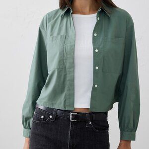 Banana Republic Cropped Double Pocket Shirt, M | Slate Green, NWT